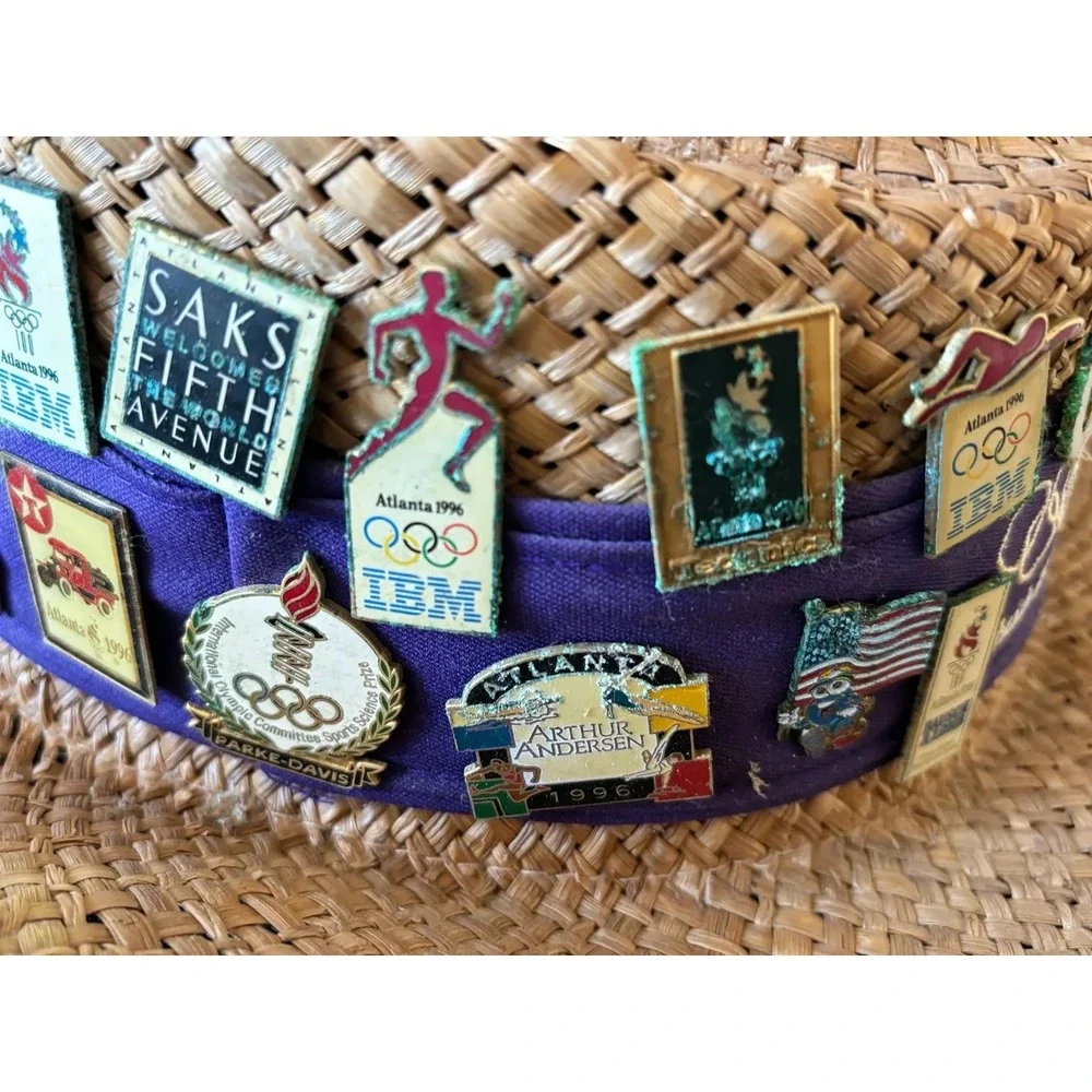 1996 Atlanta Olympics Commemorative Hat with 10+ Collector Pins